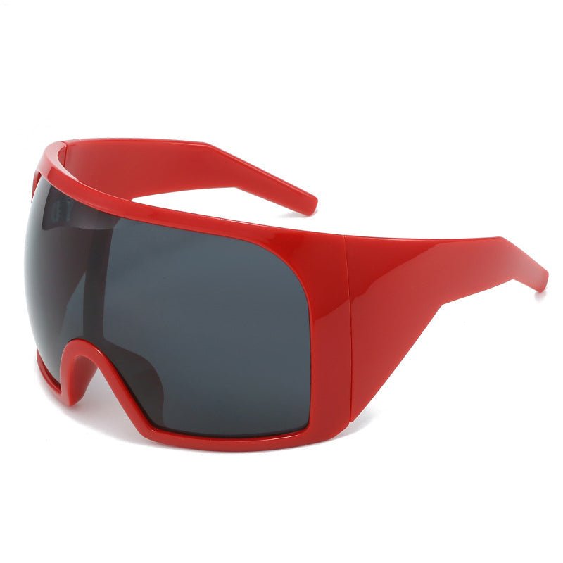 Oversized Punk Shield Sunglasses - Big Frame Unisex Shades (UV400) - HalleBeauty